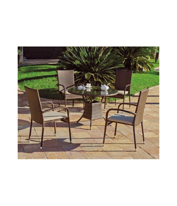 Set Mesa y 4 Sillas Hegraout 12 mix marrón