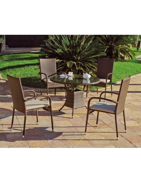 Set Mesa y 4 Sillas Hegraout 12 mix marrón