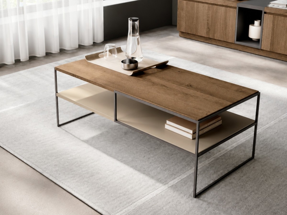 MESA DE CENTRO MADERA Y METAL
